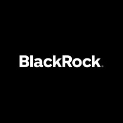 The image shows the BlackRock logo, displayed as white text reading "BlackRock" with a small period at the end, set against a solid black background. This branding corresponds to the post's mention of BlackRock's commentary on AI adoption potentially driving digital-asset demand through AI-powered payment infrastructure.
