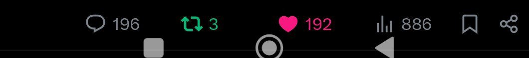Screenshot of social media engagement icons showing 196 comments, 3 retweets, 192 likes, and 886 views.