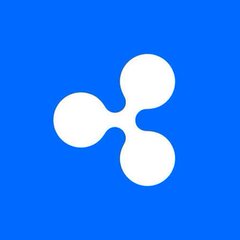 The image displays the Ripple logo, featuring its signature white triple-circle emblem on a blue background, representing the company behind the XRP Ledger that is developing a quantum-resistant roadmap for its blockchain.