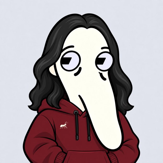 A cartoon character with exaggerated large eyes and an elongated nose wears a red hoodie with no visible text, while the caption "Gm - let's win today" conveys a motivational morning greeting unrelated to the image's content.