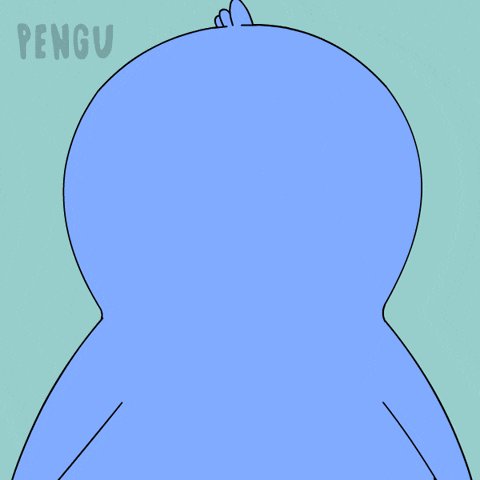 The image features a blue cartoon penguin with its head turned to the side, giving an impression of being bored or disinterested. The background is a light green color that contrasts with the blue penguin's body. Below the image, there is text that reads "@BoredApeYC But Damn @pudgypenguins PFP smash hard." This message seems to be related to the image and possibly serves as a caption or comment about the penguin's expression or the post itself.