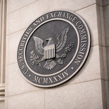 The image shows the official seal of the U.S. Securities and Exchange Commission (SEC), featuring an eagle emblem and the Roman numerals "MCMXXXIV" (1934), mounted on a stone building facade. The seal directly relates to the post, as it represents one of the federal agencies (SEC) expected to pursue "aggressive and swift" crypto rulemaking following the failure of the CLARITY Act.
