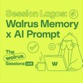 A promotional graphic featuring green line-art illustrations of a walrus, a professor at a chalkboard with the letter "W," a laptop, and an acorn on a yellow background, with text reading "Sui x ai Lagos," "Walrus Memory x AI Prompt," "The Walrus Session," and "SuiHubAfrica." The image ties directly to the post by branding the in-person Lagos hackathon session where builders explored prompt design using Walrus Protocol.