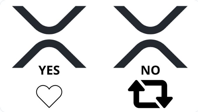 The image shows two black and white logos, one with an "X" and a "Y", and another with a heart and arrows pointing towards each other. The first logo has a "yes" written below it, while the second logo has a "no" written below it. The text in the image reads: "Do you think 𝐴𝐵𝐶𝐷𝐲 will hit $13+ before the year ends?".