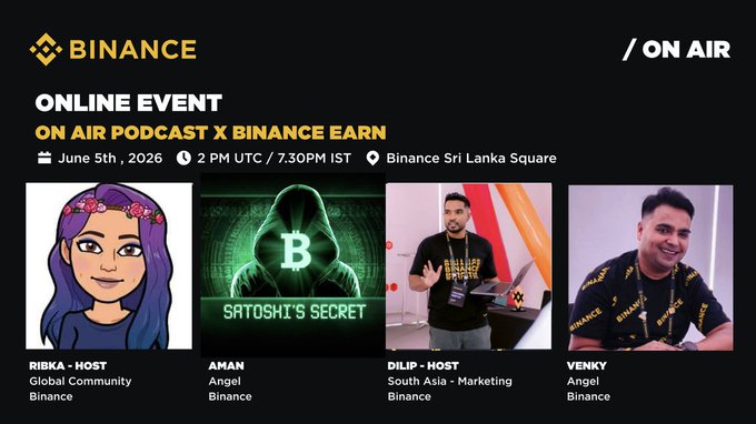 The image features an event poster for an online event hosted by Binance, which appears to be a virtual gathering of Bitcoin enthusiasts. The poster includes several photos featuring people with different expressions, showcasing various aspects of the event. There are also some text elements on the poster that provide information about the event and its schedule. The main focus is on the event's theme and the opportunity for attendees to engage in discussions or learn more about Bitcoin.