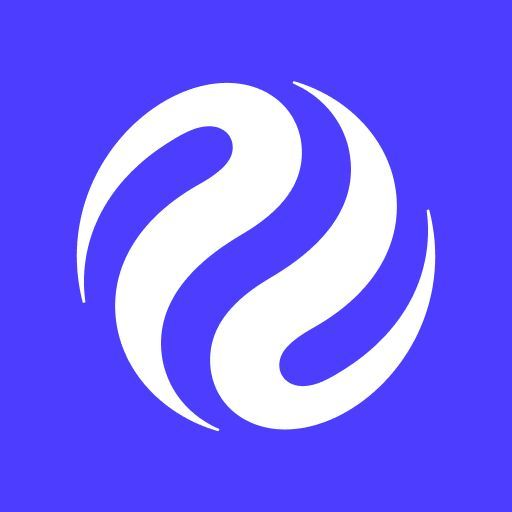 A white stylized 'S'-like swirl logo on a purple background, resembling the Story (STORY) or similar crypto token branding.