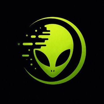 A stylized neon green alien head encircled by a crescent, set against a black background with pixelated glitch effects suggesting rapid movement, visually embodies the extraterrestrial theme of the $ALIEN meme coin that surged to a new all-time high on the BNB Chain.