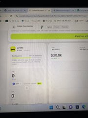 A computer screen displays a stock trading dashboard showing a profit of $30.9k for ticker "GARRI," which the post credits for the user's first-time profitable position, alongside a thank-you to @degenBRO__.