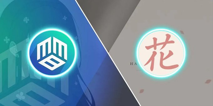 A split graphic showing two circular logos: a blue and white geometric design on the left, and a pink circle with a Chinese character and the letters 'HA' on the right, likely representing a matchup or collaboration.