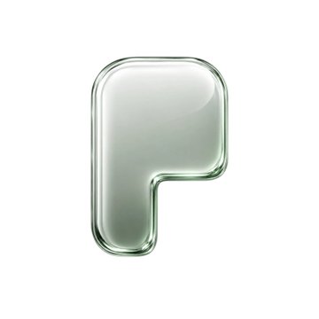 The image shows a stylized, glossy 3D letter "P" with a green-tinted glass-like appearance on a white background. There is no text, numbers, tickers, or names visible in the image itself; it appears to simply be a decorative icon or logo.