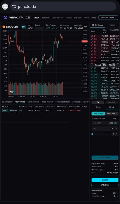 The image showcases a screenshot of an app interface for trading cryptocurrencies such as Bitcoin (BTC). The focus is on the "Perx Trade" option, with a "Happy Tacos Here!" sentiment associated with it, indicating positive feelings towards the app or currency being used in the trading. It's evident that a person is actively using this trading platform to invest in cryptocurrency, likely exploring options like Perx Trade. The image also contains text elements related to Bitcoin and its utilization as an alternative form of currency for trading.