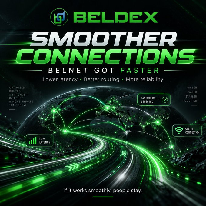 A promotional graphic for 'BELDEX SMOOTHER CONNECTIONS' featuring a green-tinted globe with network lines and text 'BELNET GOT FASTER'.