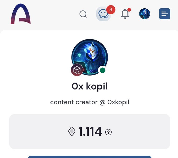 The image shows a social media app with a post about an artist named Ox Kopil. The post includes a picture of the artist's face wearing a mask, along with a description of their work. The post also mentions that the artist has 1,114 followers and is a content creator for $ARC.