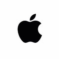A black silhouette of the Apple logo on a white background.