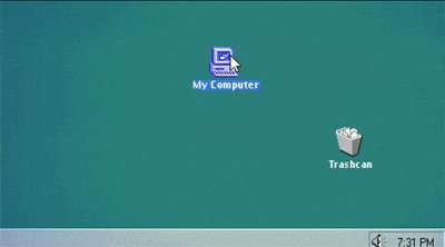 The image shows a computer screen with various icons, including a trash can icon next to a computer icon. The text "My Computer" is displayed below these icons. The caption of the image reads "Focus on what is in the image and how it relates to the post".