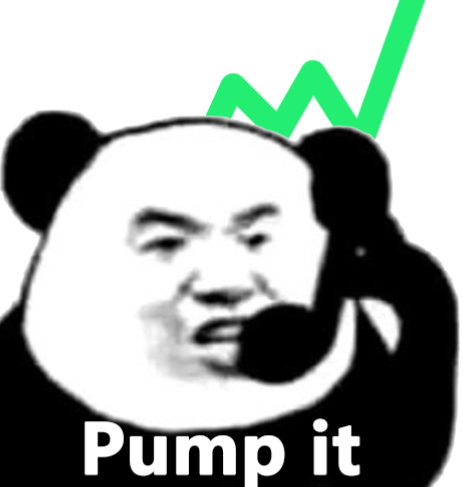 A panda-headed meme figure with a smug expression gives a thumbs up beneath a rising green chart line, captioned "Pump it" — visually amplifying the post's excitement about BNB's new season being kicked off by the Chinese meme #PandaHead.