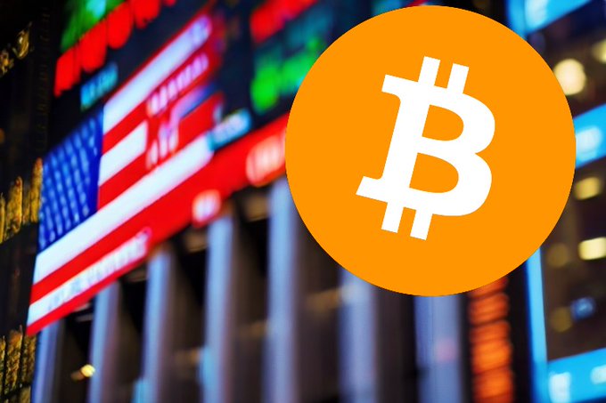 A large orange Bitcoin logo overlays a blurred background of digital stock market tickers, visually representing the significant $453 million in inflows into BlackRock's spot Bitcoin ETF (IBIT).