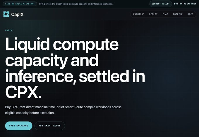 The image is an screenshot of the website "capsx", which showcases their Liquid Computing Capacity and Infusion Server. The main focus is a white text box on the screen, which describes the purpose behind Capsx. It highlights that Capixx is a company based in California, USA, and they are offering a Liquid Computing Infrastructure that allows users to exchange resources for raw GPU computing with AI inference grids. This type of service helps streamline operations by providing an efficient way to manage data inflow and outflow in various tasks or processes. The main idea behind this innovation is to reduce the overhead associated with running resource-intensive AI applications, making them more cost-effective and accessible for businesses dealing with large amounts of data.