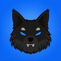 This is a stylized black wolf or dog head logo with glowing blue eyes against a blue background, possibly representing the "Shib" mentioned in the accompanying post. The username "EZjCWZAf5rVMrEATVf6NpNoAnutDYHZdmBQZQXh2pump" is also visible.