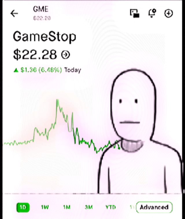 The image features a smartphone screen displaying a graph related to GameStop stock. The graph shows a substantial increase in the value of the stocks over time, indicating a remarkable growth in popularity and demand for GameStop shares. The caption from the original post provides context about this impressive share repurchase program by GameStop.