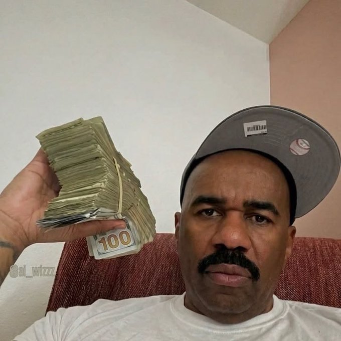 A man in a backwards cap holds up a thick rubber-banded stack of $100 bills with a serious expression, captioned "@al_wizz" — a flex-post that fits the "gm degens" vibe by showcasing crypto-style wealth flexing to greet the degen community.