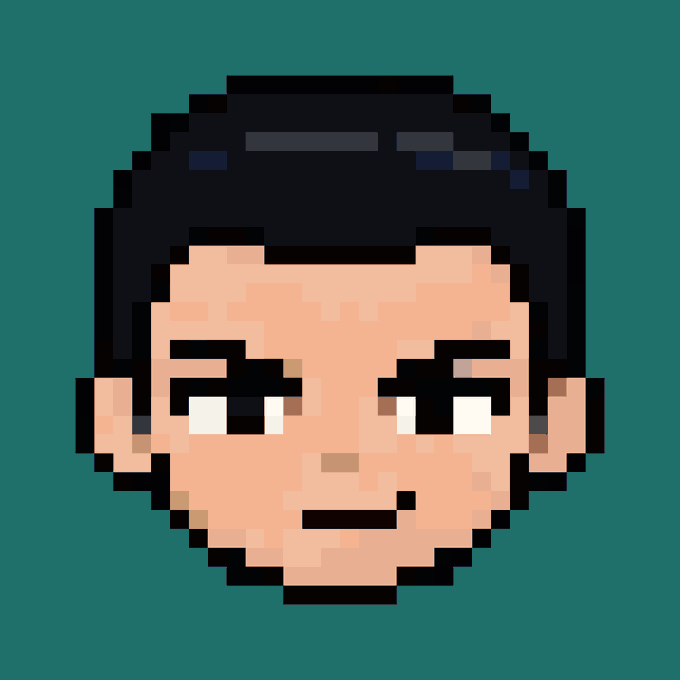 A retro-style pixel art portrait of a young man with dark hair, neutral expression, and pale skin against a teal background, likely serving as a profile picture or avatar for the "$BOILER" crypto project mentioned in the post.