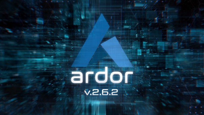 The image features a large blue logo with an "A" at the top, surrounded by smaller blue triangles. The text below the logo reads "Ardor v2.6.2 released! mandatory update! Atomic transaction chain validation issues fixed improved propagation & processing Full text search for the #Nxt child chain Blacklisted peers older than v2.6.1 Windows release coming later." This suggests that the image is related to a post about the release of the Ardor version 2.6.2 software, which has been updated and improved with new features and bug fixes.