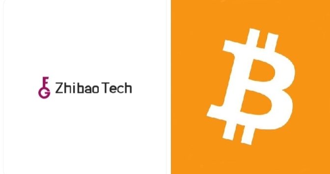 The image shows the Zhibao Tech company logo on a white background alongside a large Bitcoin (₿) symbol on an orange background, visually representing the partnership between the NASDAQ-listed company and the cryptocurrency mentioned in the post about the proposed PIPE financing deal involving 3,500 BTC.