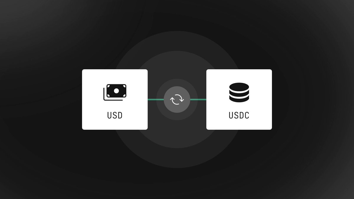 The image features a black background with two white squares positioned side by side. Each square contains a different icon representing USDC and USDT, indicating that they are related to currency exchange services. The text "Through @ModernTreasury" suggests that these services might be available through Polygon or another platform.