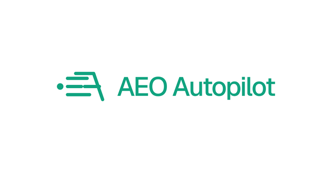 A logo featuring a green icon of a document with a pen, next to the text 'AEO Autopilot' on a white background.