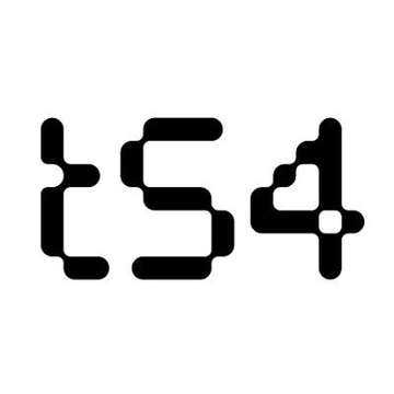 A minimalist black-and-white digital logo displaying the stylized letters "iS4" formed by interconnected rounded line segments.