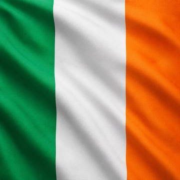 The Irish tricolor flag, featuring its green, white, and orange vertical stripes, appears in the image. It symbolizes Ireland in connection with the news that the country is intensifying anti-money laundering (AML) measures on private crypto wallet transfers and foreign crypto firms.
