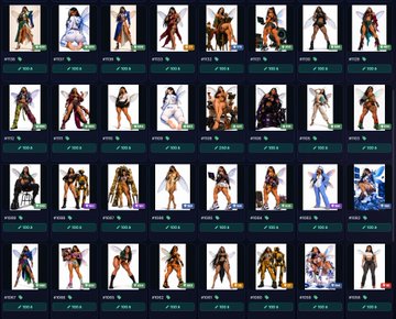A grid of 24 character cards or icons from a video game, displaying various fantasy and warrior figures with status bars and numbers on a dark background.
