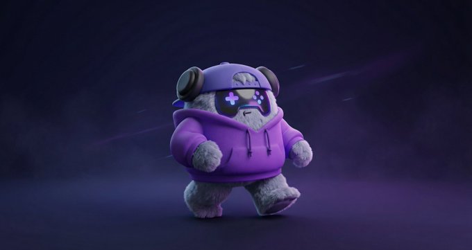 The image features a cartoon character, likely a small animal or a stuffed toy, wearing a purple hoodie with headphones on its head. The character appears to be walking across a dark background, possibly a room or an empty street. The caption above the image reads "many projects talk about adoption but adoption rarely comes from marketing alone @XOOBNetwork is creating an environment where interacting with web3 feels more accessible and less overwhelming for new users @quipnetwork is working on communication infrastructure that can help". This suggests that there might be a connection between the character in the image and a project or platform related to web3, adoption of which could be facilitated by the user-friendly interface provided by @quip network.