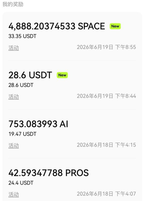 The image shows a screenshot of a smartphone screen displaying four different items in an organized grid layout with white backgrounds. The first item is a white text box that reads "4,888.2V374743.73" followed by three other numbers written below it. The second item has the same format and includes the same set of numbers: "28.6USDT New". The third item also contains this information with two more numbers: "37.46USDT Al" and "19.57USDT AI" at the bottom. Lastly, there is a white text box in the upper right corner that reads "23.6USDT Pros" against a yellow background. The background color of all these items appears to be green with the title "New" displayed prominently on the top left.