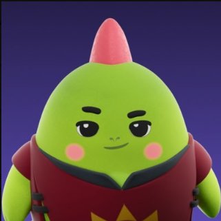 A green cartoon character with a red mohawk and red outfit (appears to be a Sleepagotchi mascot) is shown against a dark blue background, representing the friendly, consistent nature of the Sleepagotchi daily routine described in the post.