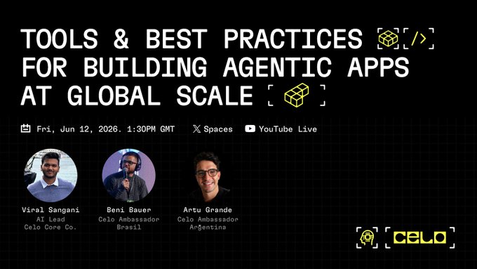 The image features a poster with three men standing next to each other against a black background. The text on the poster reads "Tools & best practices for building agent apps at global scale", indicating that they are discussing tools and techniques related to building agent applications. The poster also includes a link to an event, which is scheduled for Saturday, June 12th at 2:00 PM.