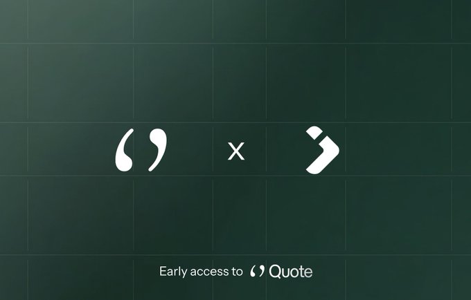 A dark green tiled background displaying logos with the text 'Early access to Quote' at the bottom.