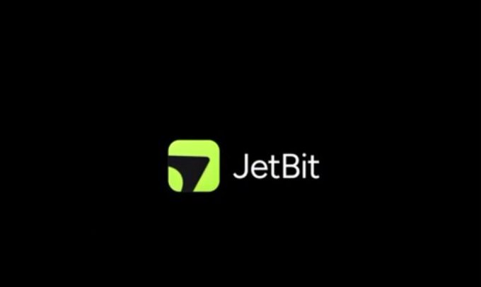 The JetBit logo, featuring a green stylized "J" icon next to the brand name in white text, is displayed on a black background, serving as the visual identity for the perpetual exchange highlighted in the post.