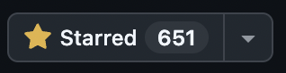 A dark-themed digital interface displays a gold star icon next to the word 'Starred' with the number '651' and a dropdown arrow.