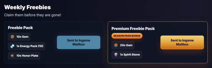 "The official site of AxieQuest now gibs weekly freebies! and if you own the pass this month (June), you'll get MOAR @axieinfinity ... & infomation about it". In the image, there is a graphic displaying two different sets of icons - one with the color orange representing a freebie pack, and another set in yellow with blue text indicating a premium pack. The image appears to be related to a post or information page from AxieQuest's official website.