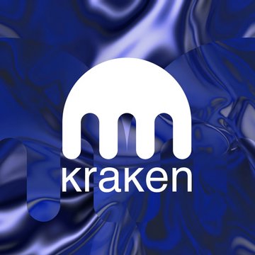 The Kraken logo, featuring a white stylized octopus emblem above the wordmark "kraken," is displayed against a fluid, blue satin-like background. The image visually represents Kraken's parent company, Payward, in connection with the post about its new proxy voting collaboration with Broadridge for tokenized equity holders.
