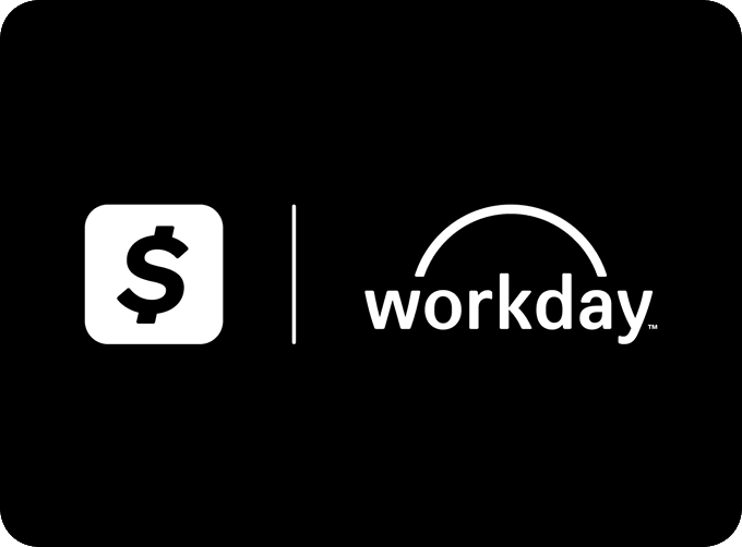 Black banner displaying the Cash App and Workday logos side by side.