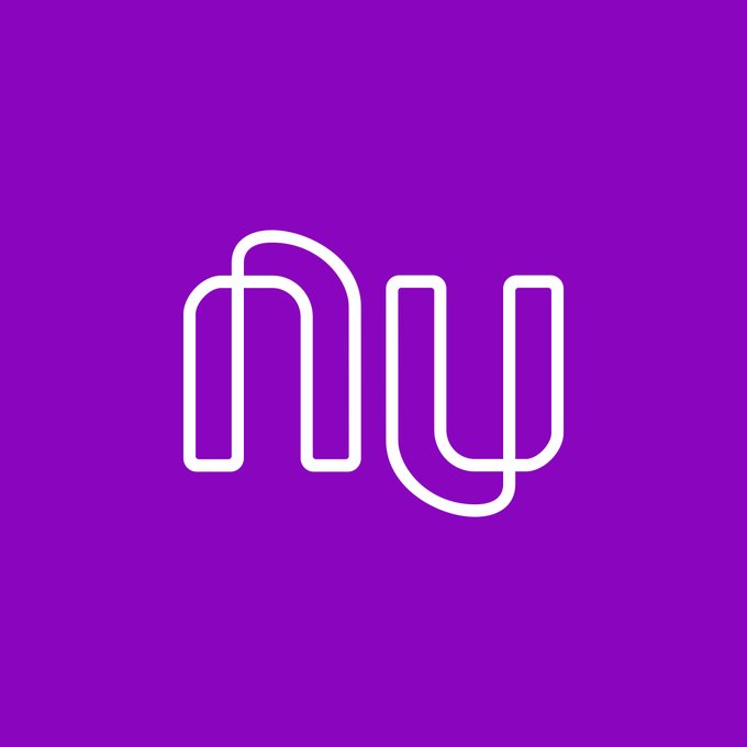 The image displays the Nubank logo—a stylized white "nu" on a vibrant purple background. This brand identity aligns with the announcement of Nubank's U.S. launch and its new Nu Global multi-currency account, which will convert deposits into USDC or EURC stablecoins.