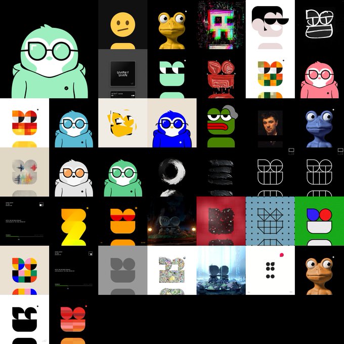 A grid of 40 colorful and varied Opepeng NFT characters with pixelated, glitchy, and cartoon styles, representing the Set 011 collection added to the hkm-vault Node.