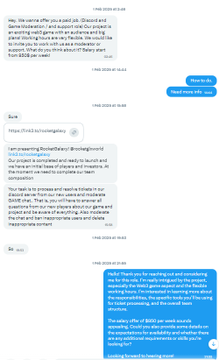 A SMS/email conversation showing multiple text messages between parties, including references to Booking.com and Sabbatical24 with read receipts and timestamps.
