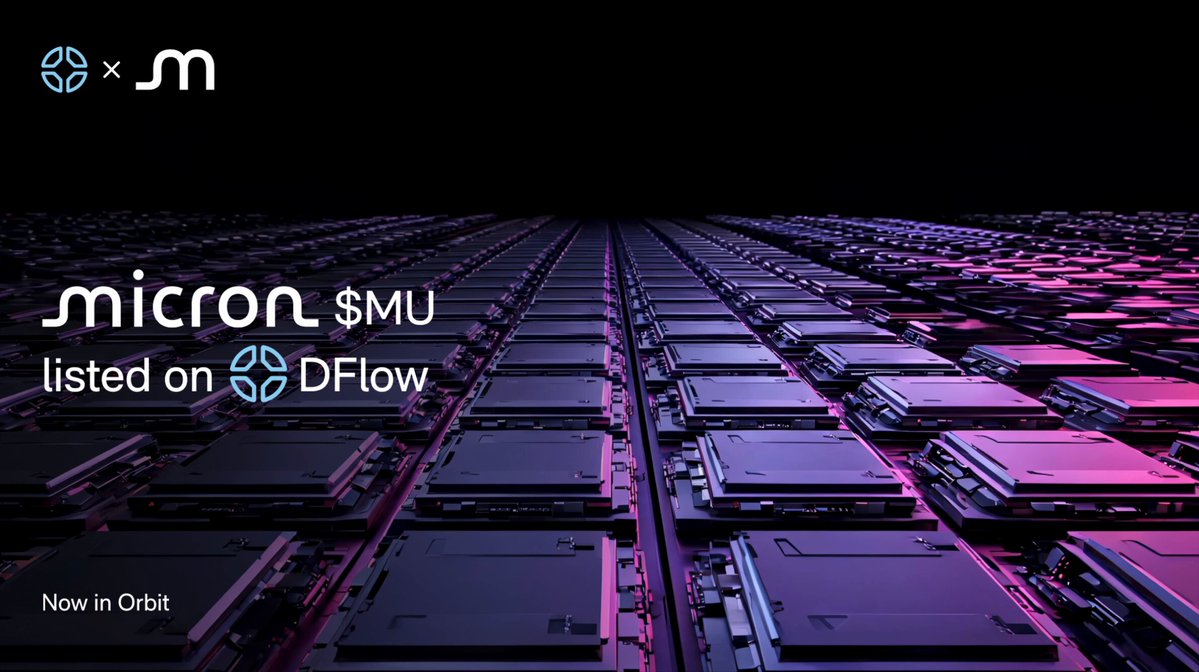 The image features a large grid of square blocks, each block being a different color - purple, pink, blue, and black. The text "solana" appears multiple times throughout the image, suggesting that this could be related to a cryptocurrency or blockchain project. The image also includes a caption about Solana's back on DFlow from @SunriseDeFi and @Backpack Securities, which is likely an advertisement for a trading platform named DFlow. The text in the image reads "Solana is back. @MicronTech $MU is now listed on DFlow from @SunriseDeFi and @Backpack Securities. DFlow is Solana's best execution venue for trading tokenized equities."