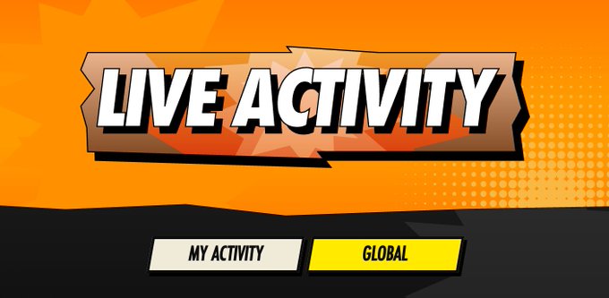 The image displays a bold "LIVE ACTIVITY" banner with "MY ACTIVITY" and "GLOBAL" tabs below, which appears to be a live betting/prediction platform interface. This relates to the post's warning about users trying to spam $1 bets to game a "grinder prize" system, as the activity feed would show how predictions are actually being counted—revealing that multiple small bets on the same outcome are aggregated into a single prediction rather than counting as separate entries.