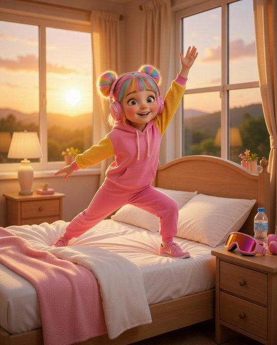 The image features a young girl doing yoga poses on her bed, with a window behind her that offers a view of mountains. The caption for this image reads "Good morning Every day, millions of devices sit underutilized while demand for computing resources keeps increasing. @quipnetwork is built around a simple idea: unused resources shouldn't remain idle when they can contribute to a larger decentralized network".