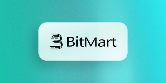 The image displays the BitMart logo on a white rectangular badge against a teal gradient background, featuring the company's stylized "B" emblem alongside its name. This branding relates to the accompanying post, which discusses allegations of insolvency against the BitMart cryptocurrency exchange as it proceeds with its planned shutdown.